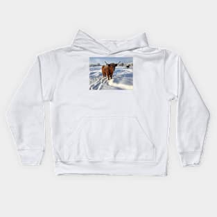 Scottish Highland Cattle Cow 1899 Kids Hoodie